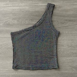 Iridescent Sequin One Shoulder Top